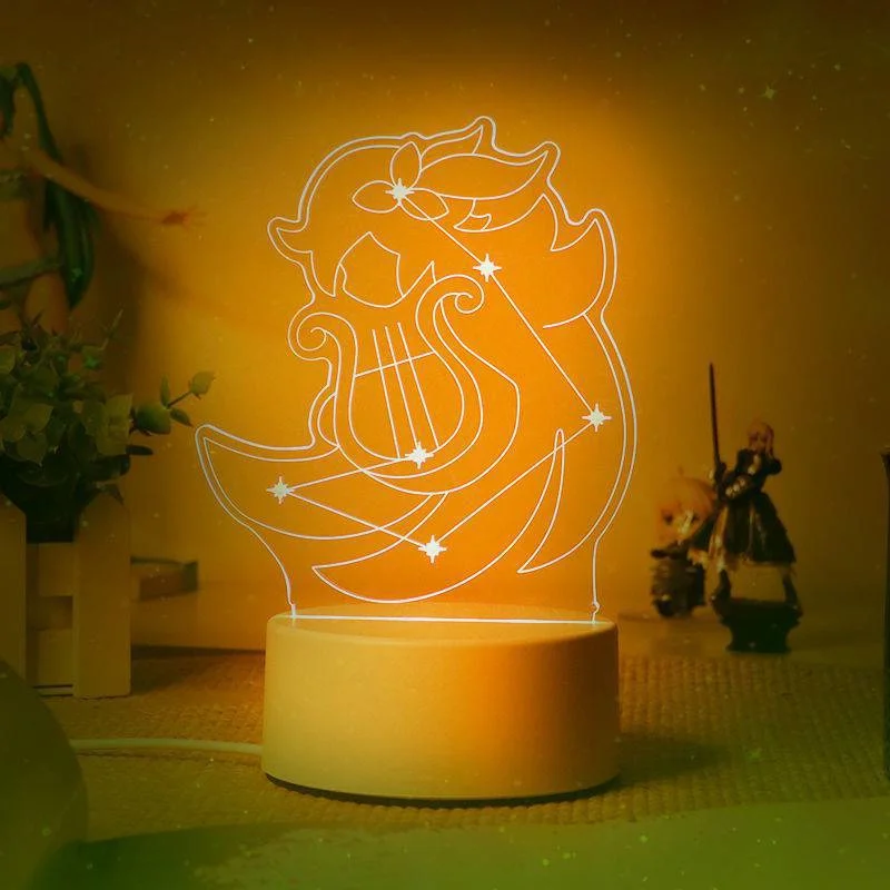 

Popular Games Anime Genshin Impact Cosplay Keqing Klee Multiple Roles Bedroom Bedside Table Lamp Creative Night Constellation