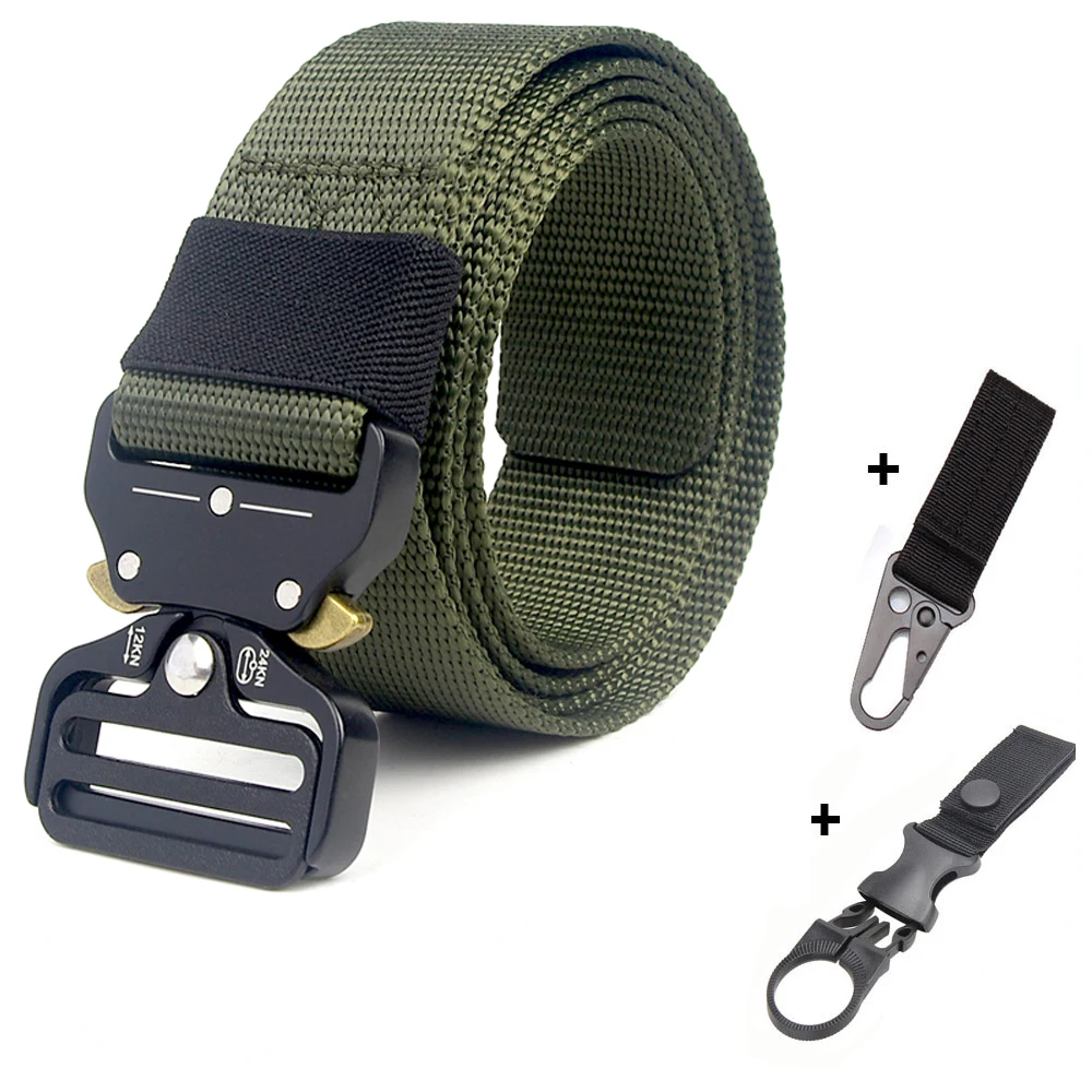 belt and 2 hook 125 135 см армейский тактический ремень Военная металлическая пряжка нейлоновый ремень армейский мужской Cinturon страйкбол Ceinture открытый тренировочный Охотничий пояс - Цвет: belt and 2 hook