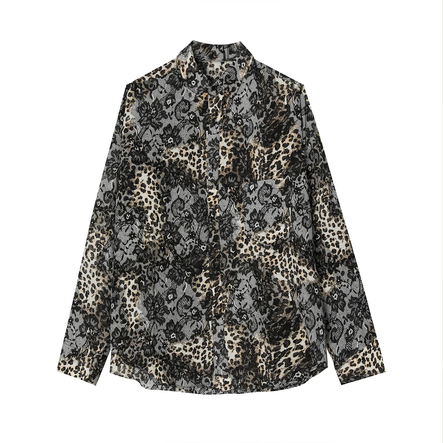 

Men Retro Leopard Print Long Sleeve Loose Handsome Casual Shirt Male Streetwear Vintage Hip Hop Shirts