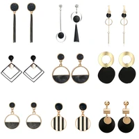 summer style golden black circle drop earrings star hollow water drop earing triangle jewelry gifts