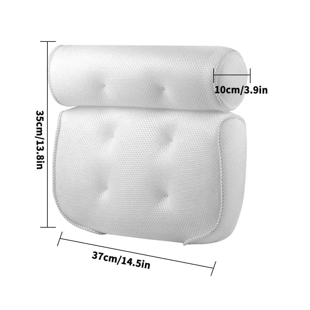 

SPA Bath Pillow with Suction Cups Neck and Back Support Headrest Pillow Thickened for Home Hot Tub Bathroom Cushion Waterproof