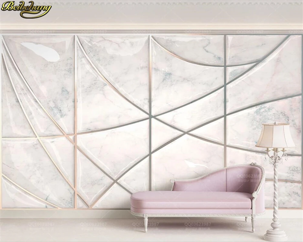 beibehang Custom 3d wallpaper mural jazz white marble texture three-dimensional geometric soft package background wall - купить по