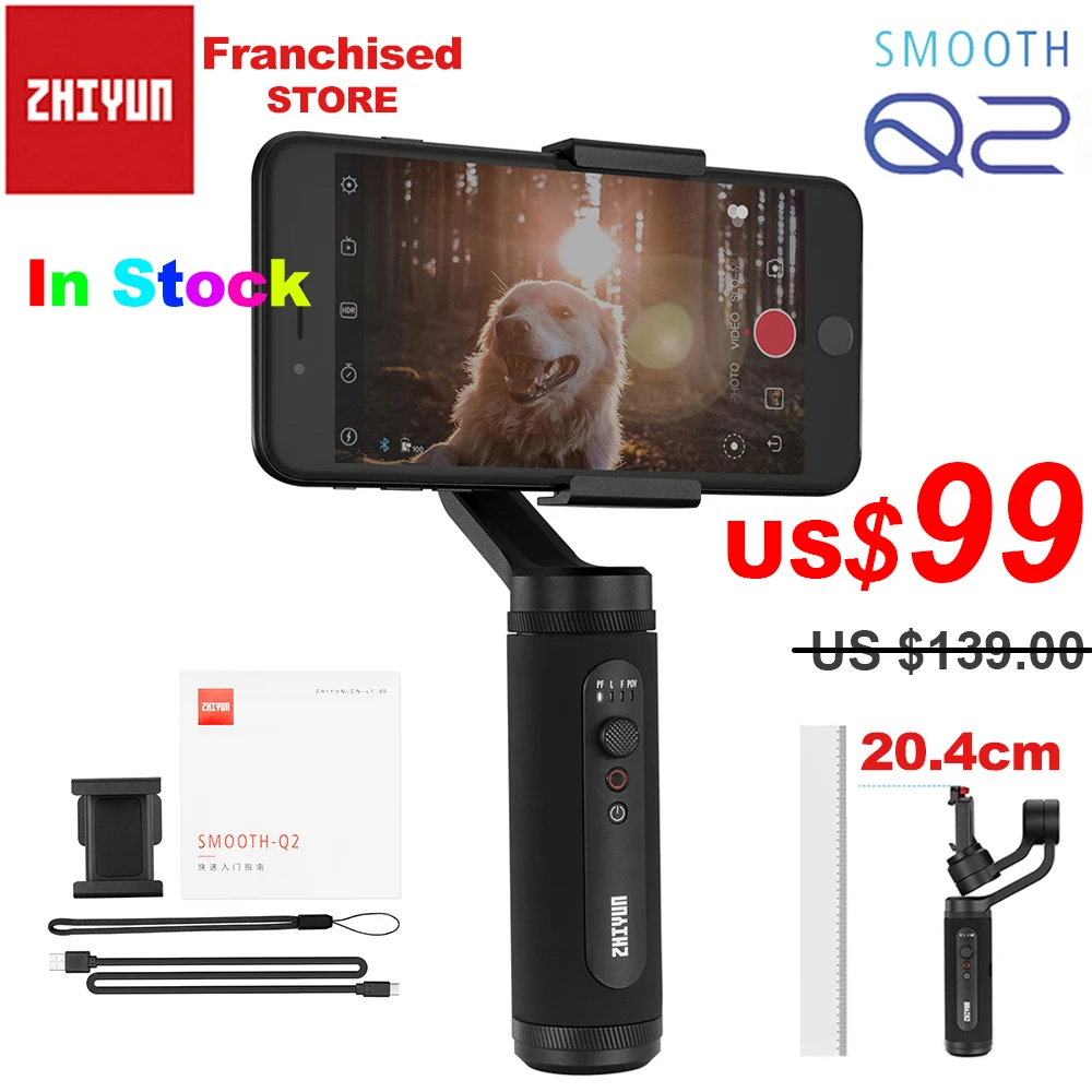 Портативный карманный 3 осевой смартфон Zhiyun Smooth Q2 ручной карданный подвес для iPhone