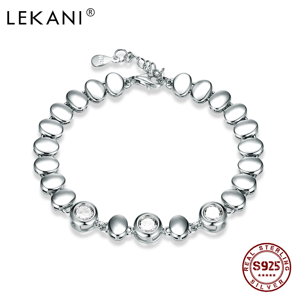 

LEKANI Luxury Original Bracelet For Women 925 Sterling Silver Twinkle Cubic Zirconia Bracelets Fine Oval Female Fashion Jewelry