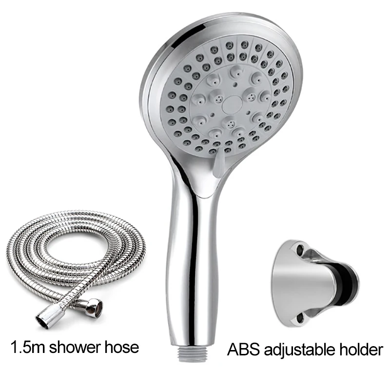 shower set2 225x110 мм 5 режимов большая круглая хромированная дождевая насадка для душа экономия воды 5 Режим распыления классический дизайн G1/2 насадка для душа - Цвет: shower set2