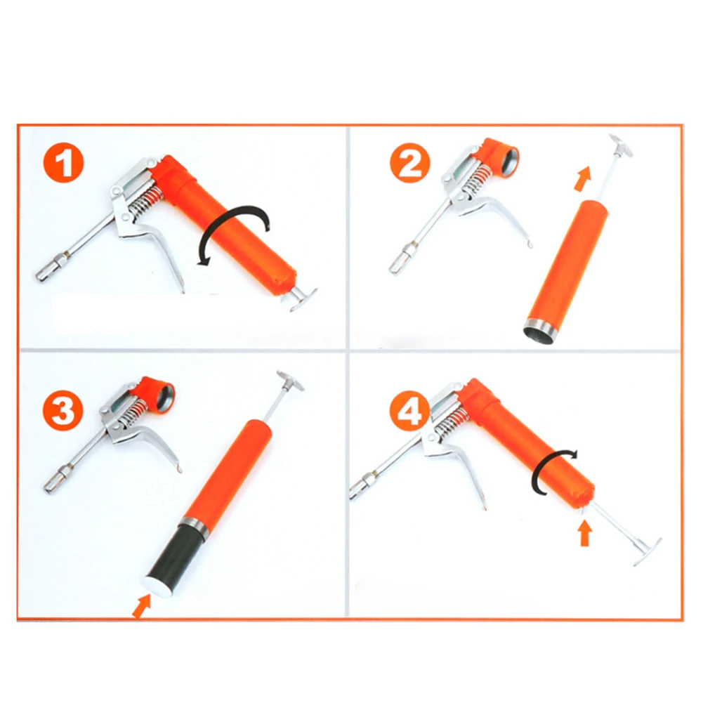 

120CC Mini Grease Gun Pistol Grip One Handed Grease Butter Machine Lube Tool For Auto Repair with Flexible Hose and Connectors