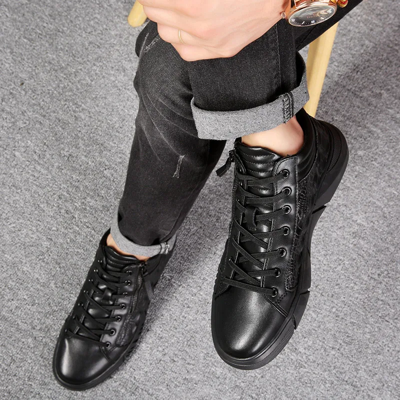 Jual Sepatu Kulit Musim Gugur 2021 Untuk Pria Sneakers Kasual Hitam Sepatu Jalan Pria Pemakaian Keras Sneakers Kulit Pemuda Kualitas Terbaik