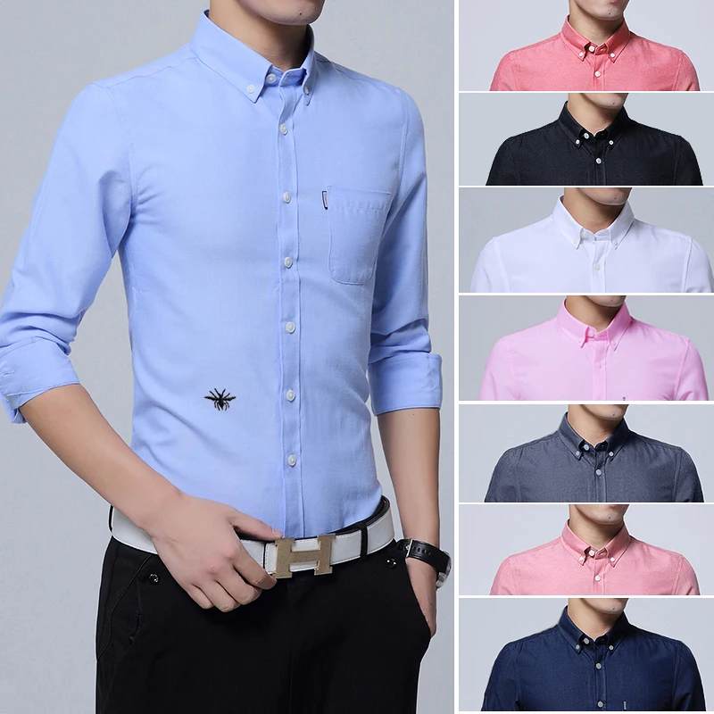 

Mens Classic Christian Spider Embroidery Shirts Button Up Blouse Tops Covered Men Business Standard-fit Long Sleeve Shirts