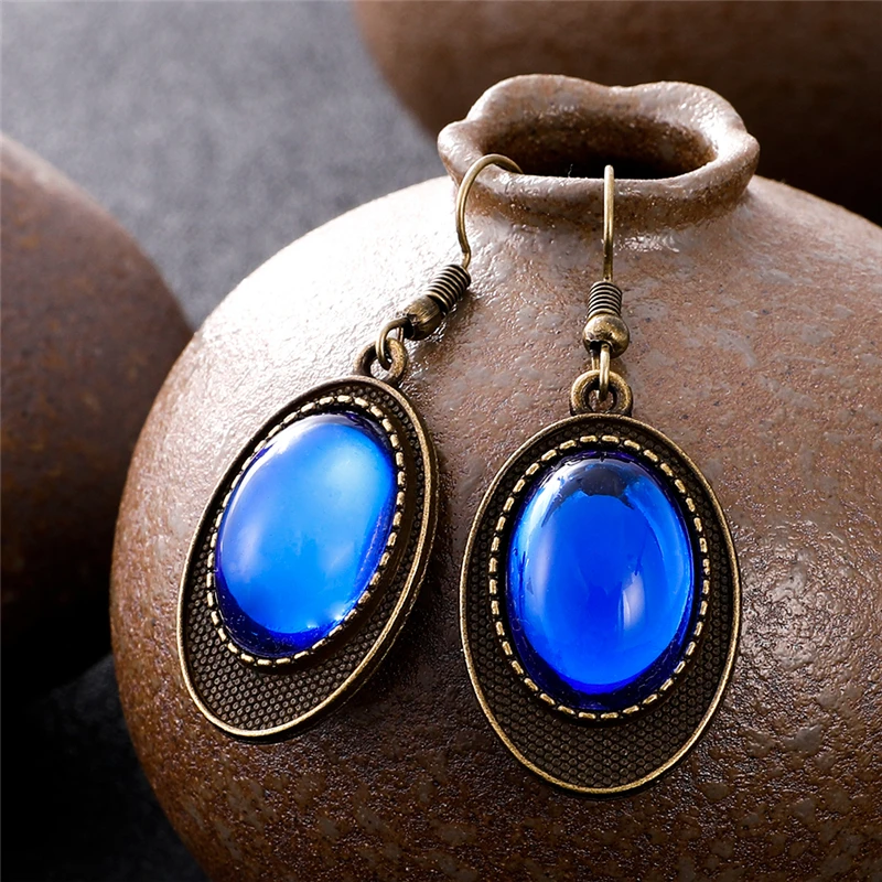 Популярные винтажные свисающие серьги из сплава овальной формы оригинальный