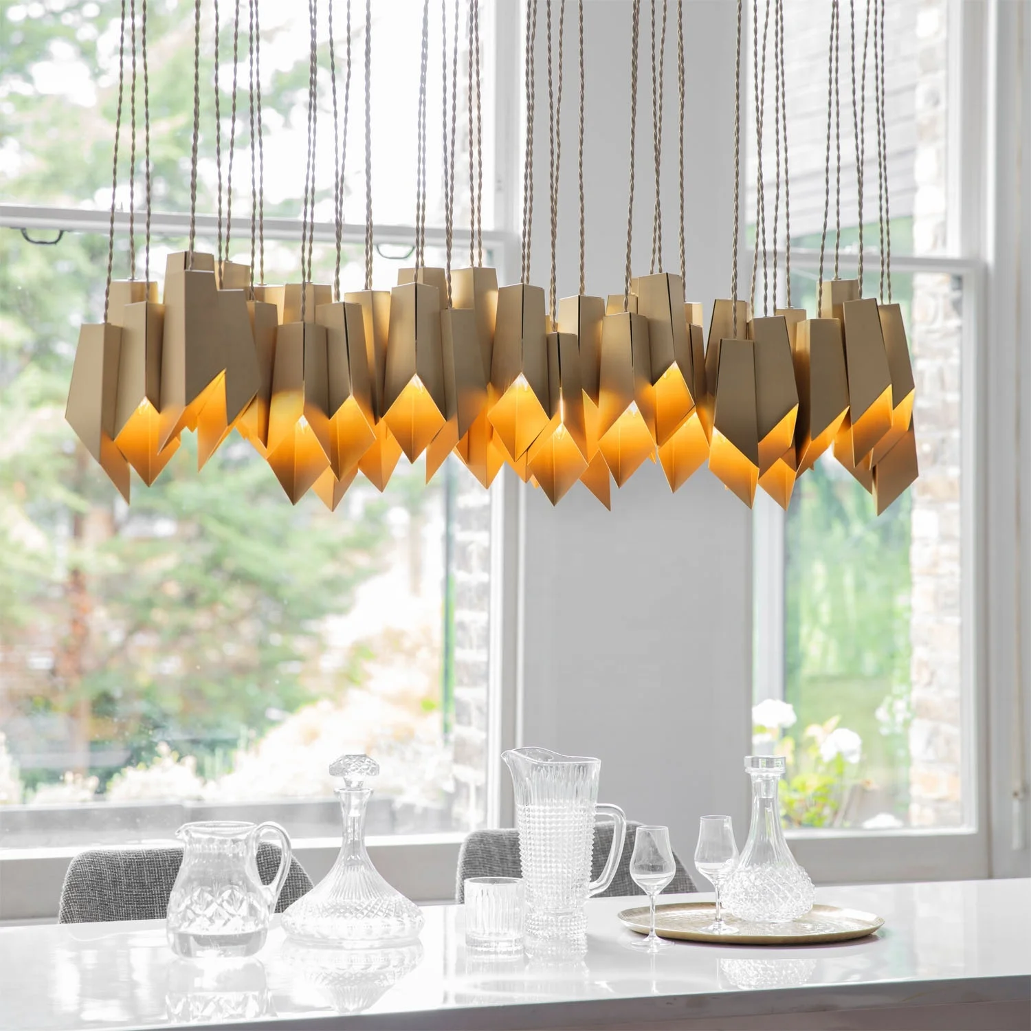 Модная арт деко Современная латунная люстра потолочный светильник середины века