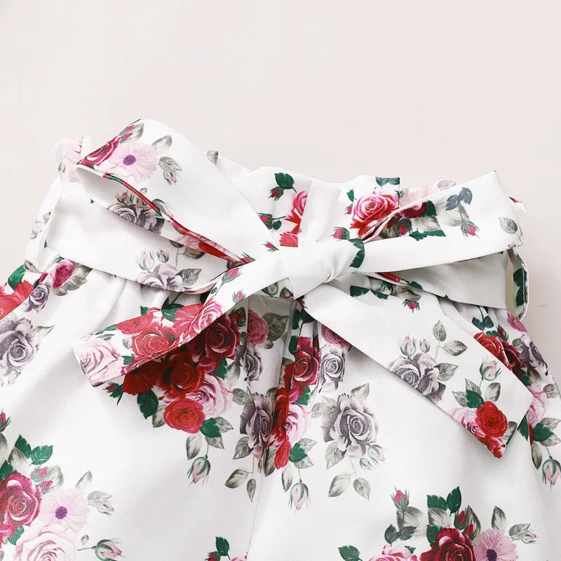 

Newborn Infant Baby Girls Clothes Fashion Solid Color Romper Floral Pants Headband for 3-24M Toddler Kids 3pcs Outfit