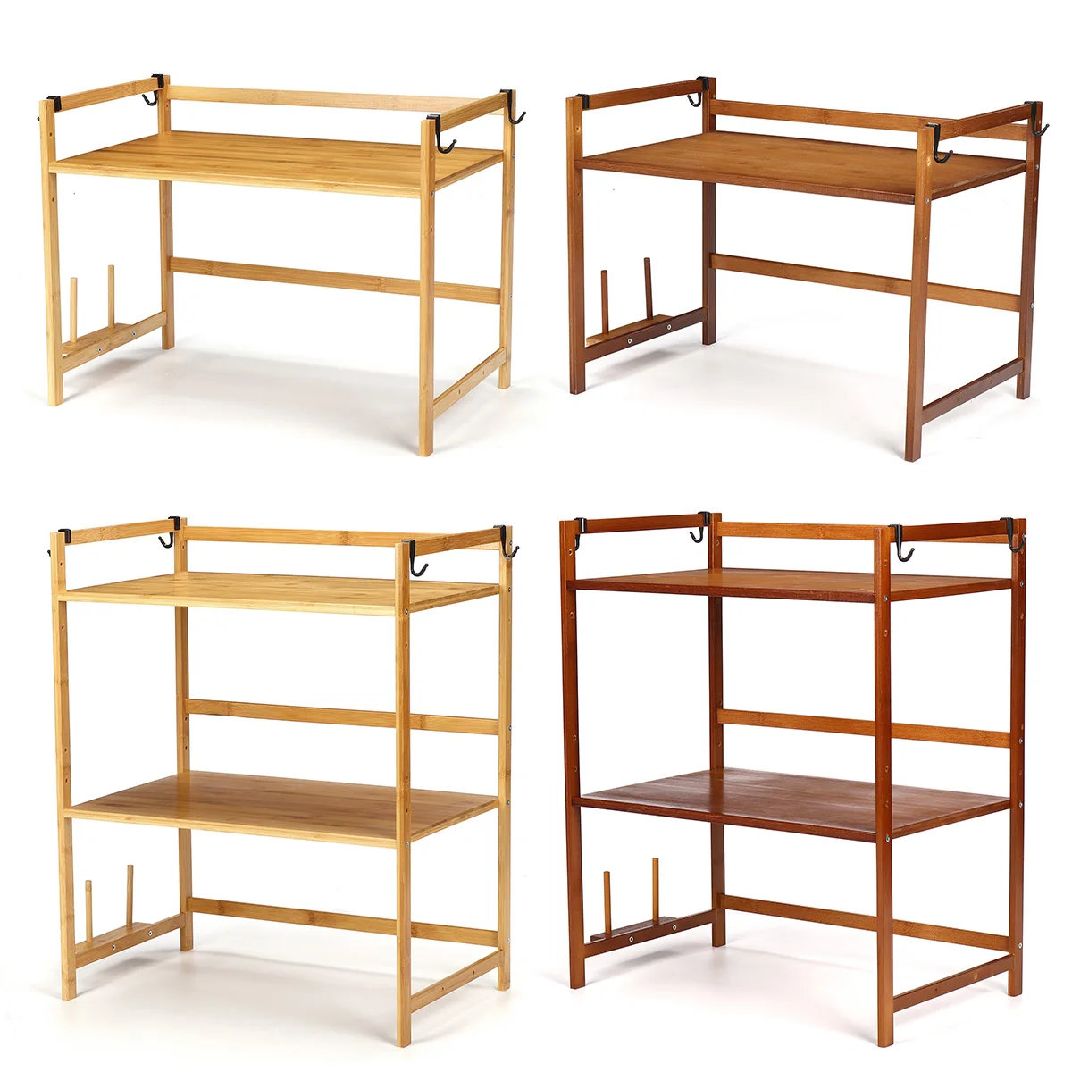 

2/3 Tier Bamboo Microwave Shelf Stand Spice Holder Rack Kitchen Shelf Spice Organizer Kitchen Storage Rack Kitchenware Holder