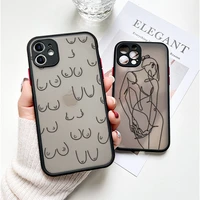 Abstract Phone Case for Oneplus Pro Fundas OnePlus 8Pro 9Pro Coque Hard Simple Figure Black Painted Cover