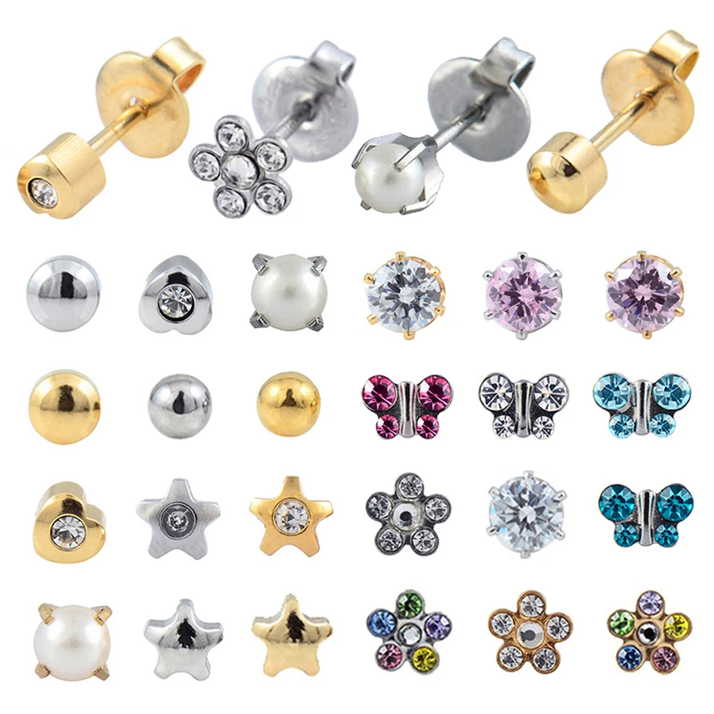 12 пар хирургических стальных кристаллов серьги ювелирные изделия пирсинг