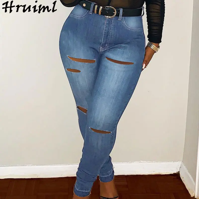 

Womens Pants Female Steetwear New Arrival High Waist Plus Size Trousers Hot Sale Hook Flower Hollow Fashion Casual Denim Pants