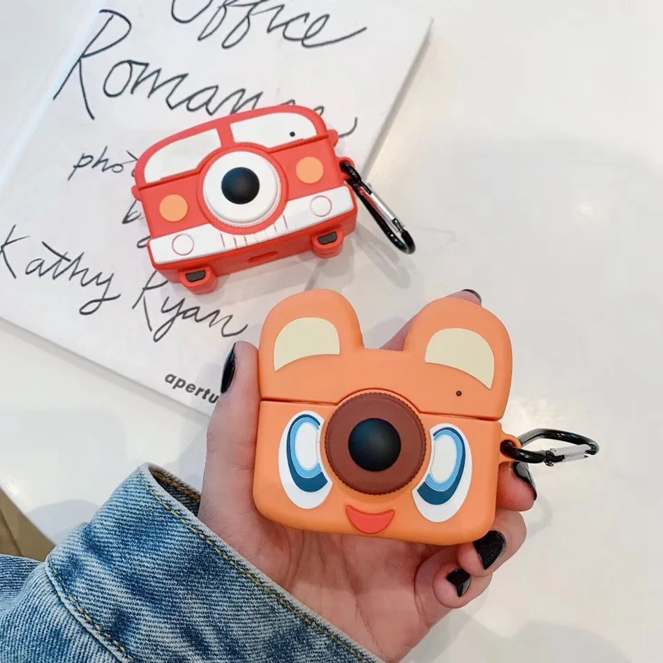 Earphone Case For Airpods Pro Silicone Cartoon Cute Duck Stitch Camera Earpods Cover Apple 3 Cases Keychain | Электроника