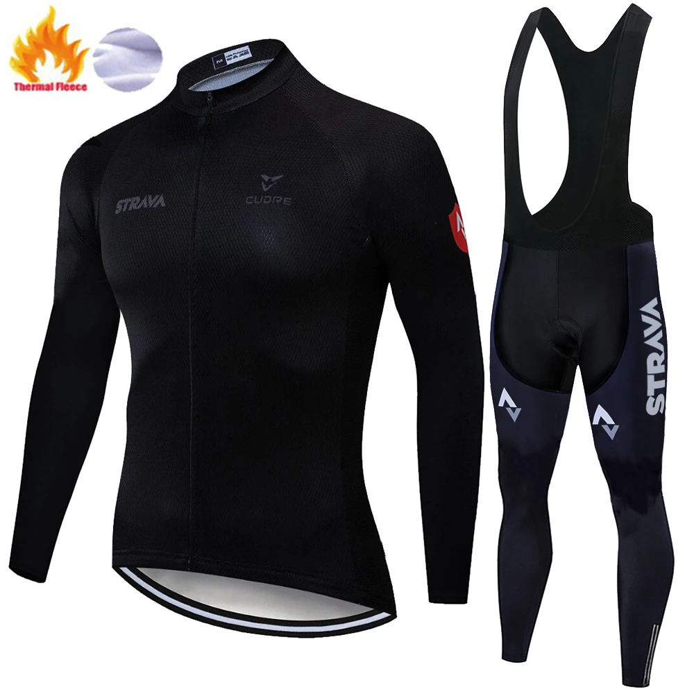 2020 STRAVA Велосипеды команда Зима Термальность флис Джерси Для мужчин костюм