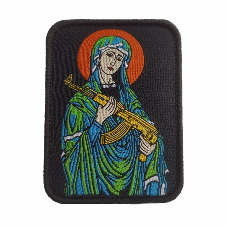 

Military Velcro Holy Mother Applique Blessed Virgin Mary Tactical Embroidered Patch Accessories For Clothes Bag