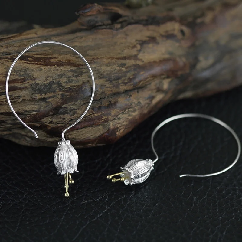 

Серьги женские из серебра 925 пробы, в виде цветка