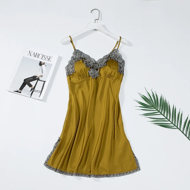

Women's Spring/Summer Sexy Nightgown V-Neck Pure Ladies Sleeveless Sleep Dress Spaghetti Strap Loungewear