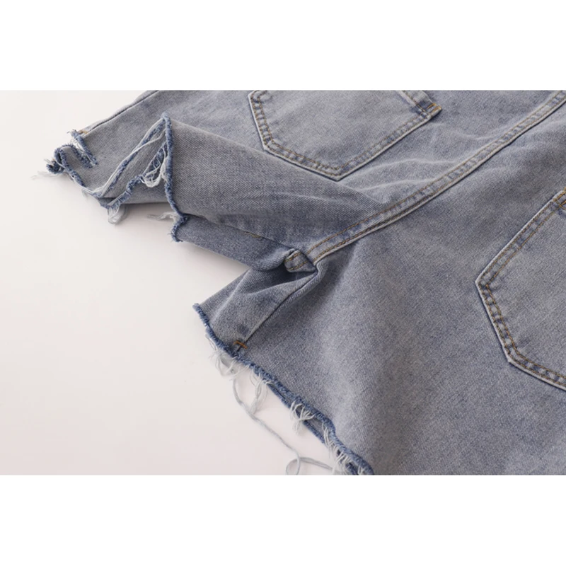 

Short Denim Overalls Women 2021 Summer New Streetwear Stylish Pocket High Waist Jeans Pants Female Korean Design Casual Jumpsuit