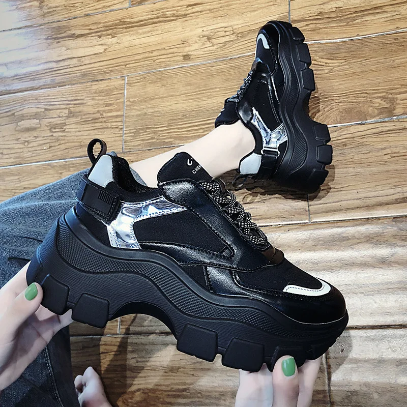 2019 г. новая модная Осенняя повседневная обувь на толстой подошве красного цвета