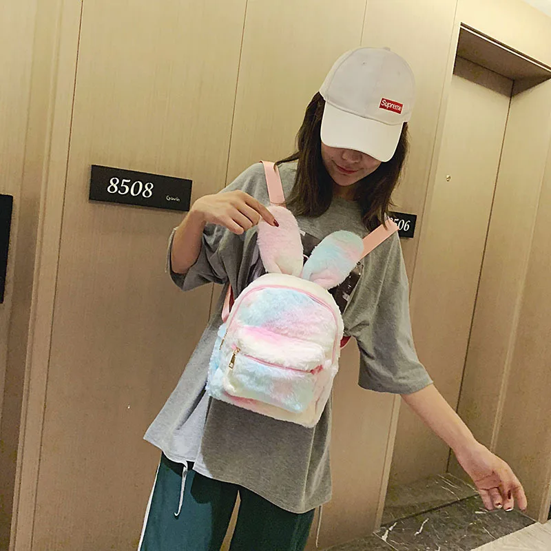 Плюшевый Рюкзак с заячьими ушками для девочек игрушки школьные сумки детский