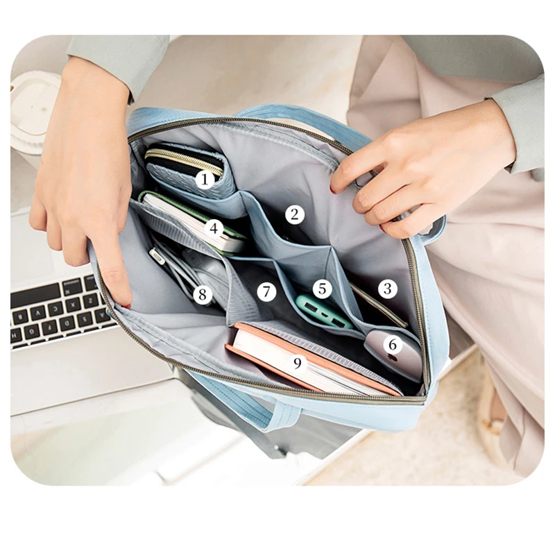 Shouldcat Laptop Bag 14 inch Waterproof Solid Color Notebook Bag A4 Document Briefcase Bag