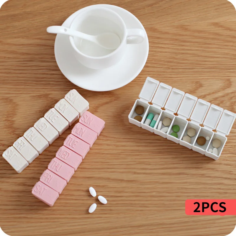 

2Pcs/Set Travel Pill Box Holder Weekly Medicine Storage Organizer Container Drug Tablet Dispenser Independent Lattice Pill Case