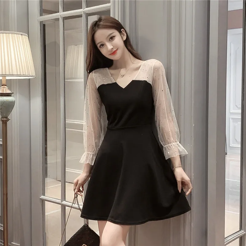 COIGARSAM лоскутное женское цельнокроеное платье корейское Новое весеннее Сетчатое