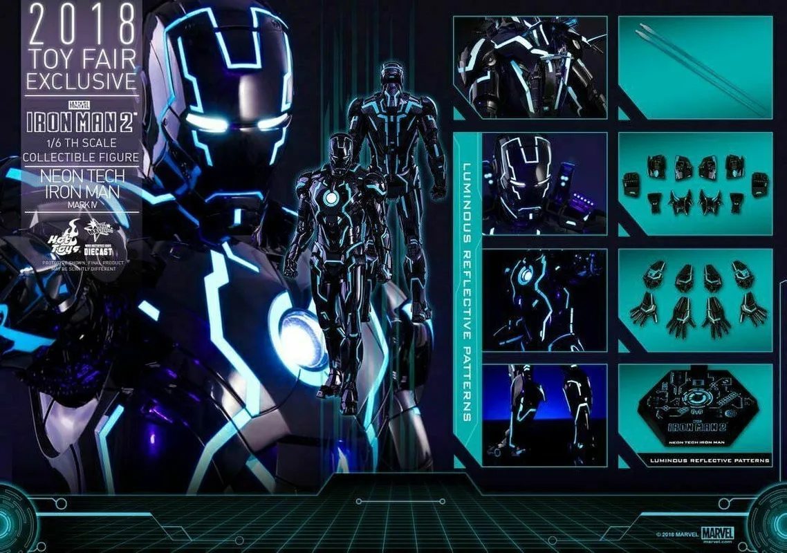 Готов! Горячие игрушки Железный человек Mark IV 4 Neon Tech литье под давлением