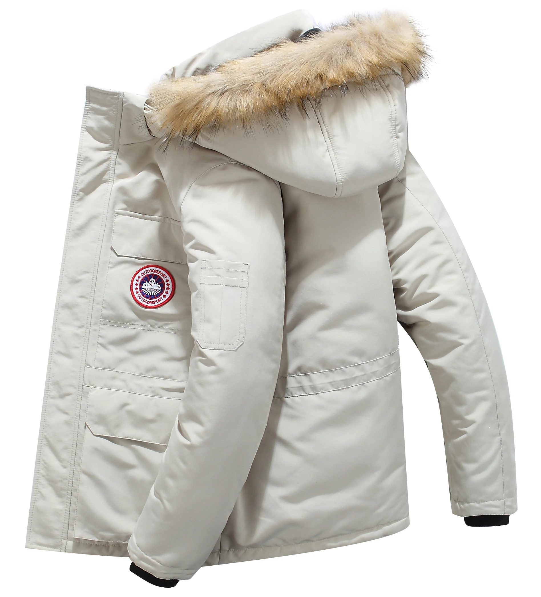 Открытый Для мужчин зимние пальто с мехом верхняя одежда капюшоном Повседневное