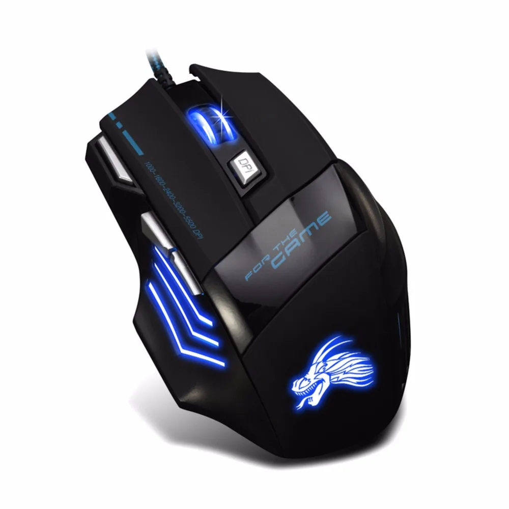 

USB Wired Gaming Mouse 7 Buttons 5500 DPI Adjustable LED Backlit Optical Computer Mouse Gamer Mice For PC Laptop Notebook