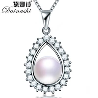 sterling silver water drop zircon pendant necklace hot sale 100 genuine freshwater cultured pearl pendant necklaceno chain