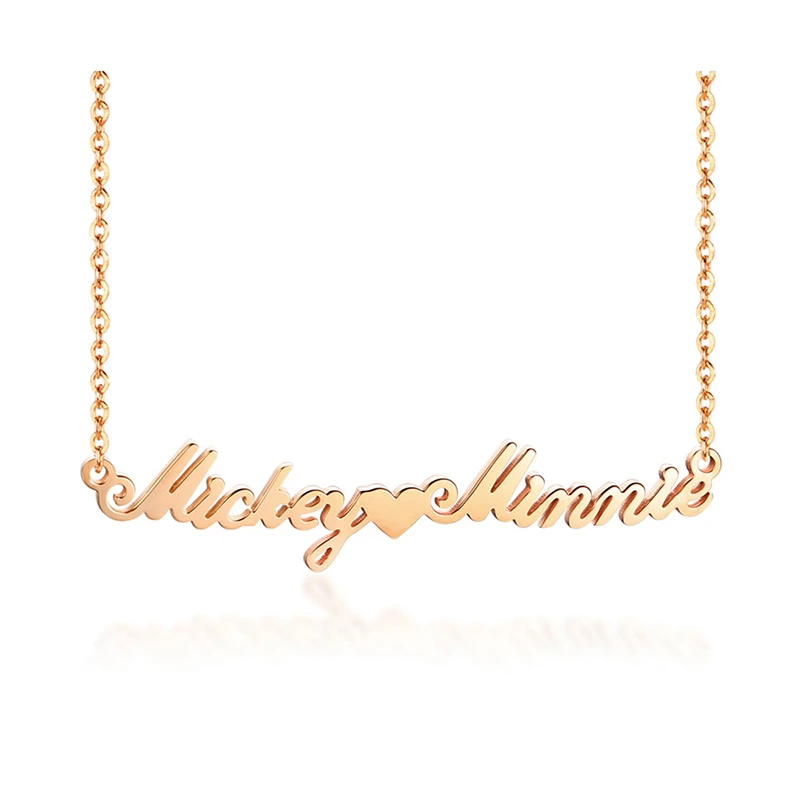 

Women Nameplate Gold Color Heart Stainless Steel Personalized Custom Name Necklaces Jewelry For Girls Kids