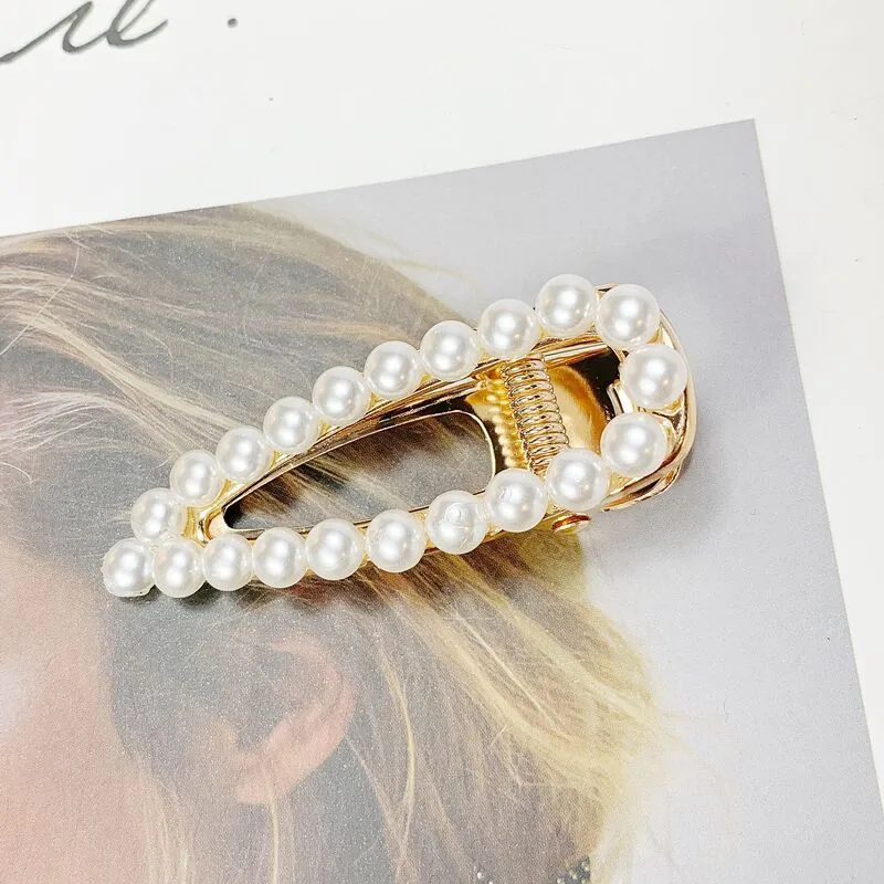 Женская мода Аксессуары для волос жемчуг заколка для волос Blingbling заколка девушка шпилька для волос из сплава металлов Стразы головные уборы Роскошные вечерние головные уборы - Цвет: 35