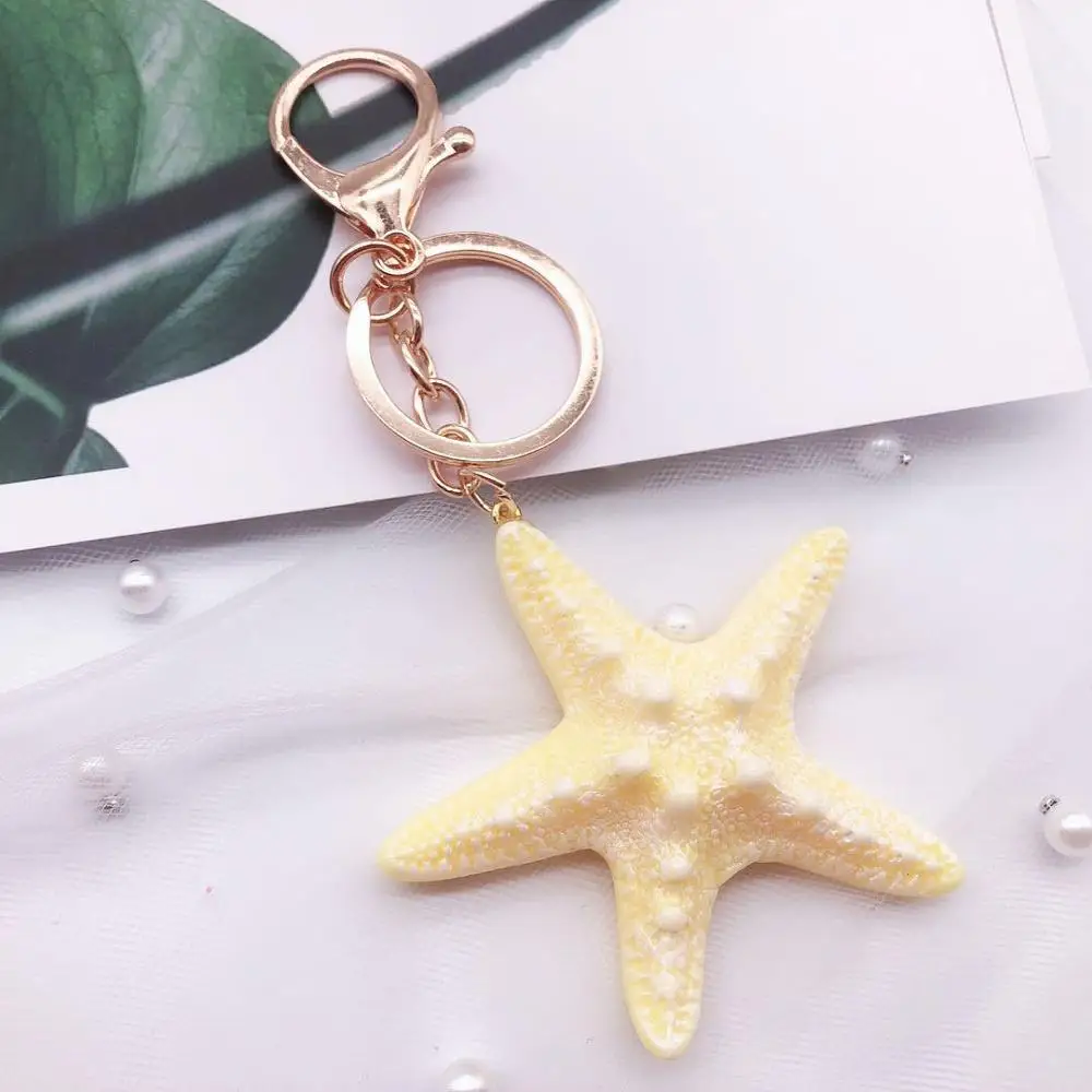 

2020 Korean Creative Imitation Starfish Keychain Car Bag Pendant Accessories Key Chain Promotion Gift Micro Landscape Keyring