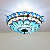 65cm mediterranean tiffany creative colored glass small living room restaurant bar bedroom art semi ceiling lamp