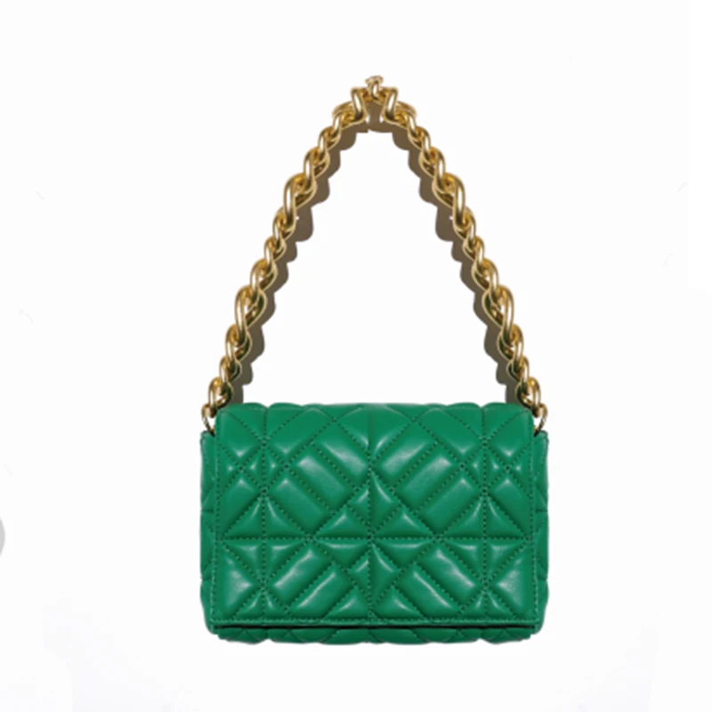 

Branded Women's Baguette bag 2021 Thick Chain Quilted Purses And Handbag Clutch Ladies Hand Women's bag Shoulder bag