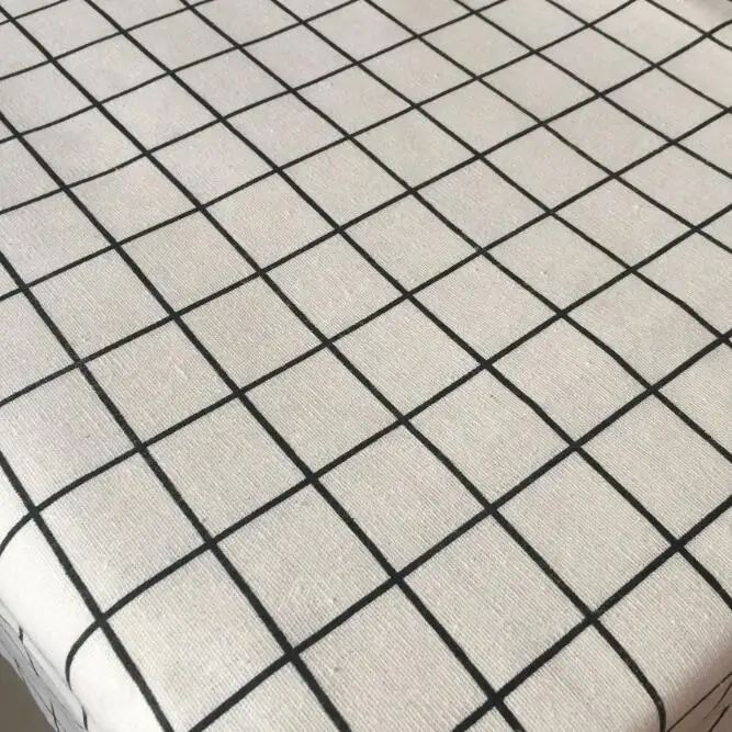 Клетчатая серия геометрических узоров хлопчатобумажная льняная ткань с принтом