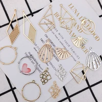 8 pieces color fixing alloy sub gold accessories geometric rhombus accessories round scallop jewelry drop earrings