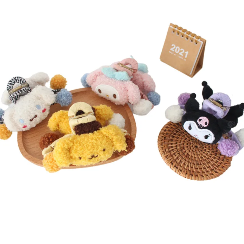 

Kawaii Sanriod аниме аксессуары серии мультфильм Милая мимелоди Kuromi Kitty Cinnamoroll плюшевая Шпилька заколка для волос аксессуары для волос
