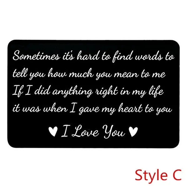 C New Year Love Note Boyfriend Gifts Engraved Wallet Cards Inserts Anniversary Gifts party favors Christmas Gifts for Husband Men - Цвет: C