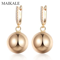 maikale statement dangle gold metal ball round cubic zirconia big drop earrings for women fashion jewelry classic gifts