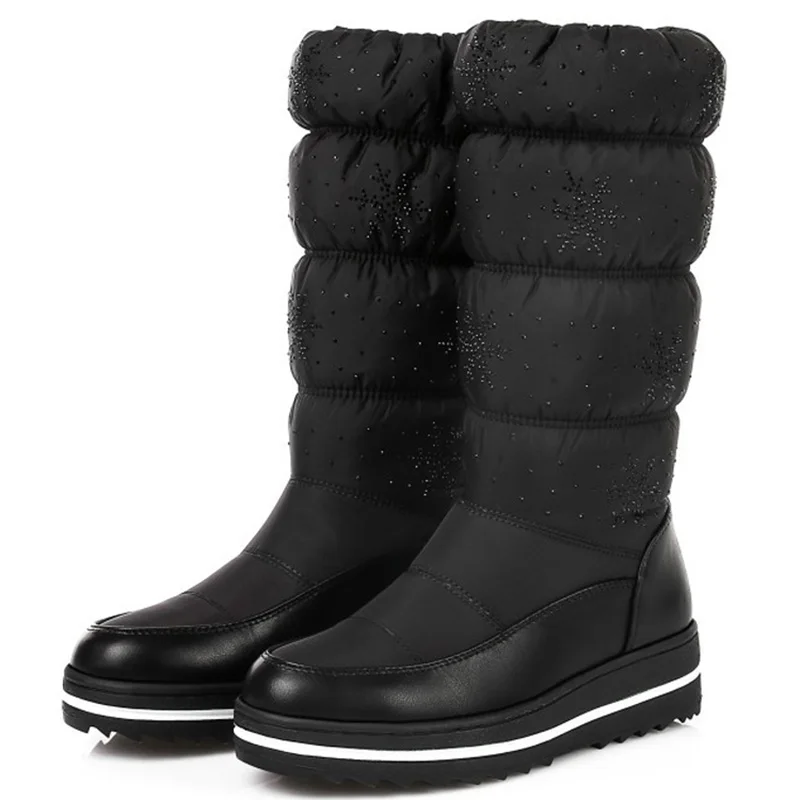 Сапоги до середины икры женские зимние сапоги хлопковые меховые женская обувь из