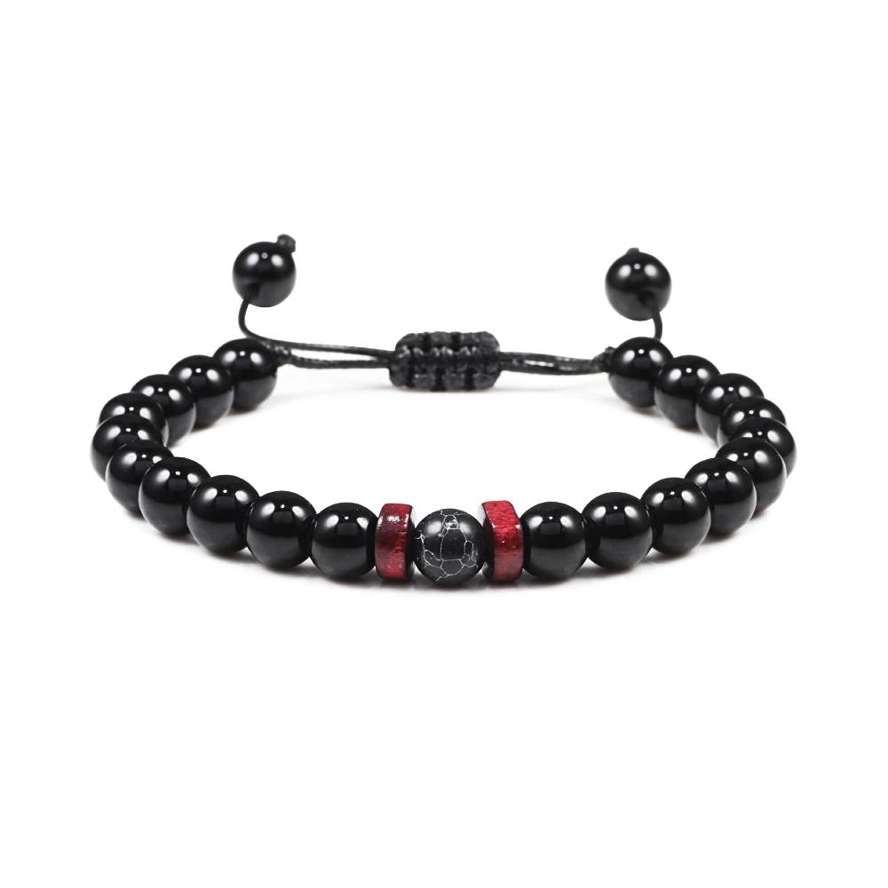 Плетеный браслет ручной работы из черного натурального камня браслеты Будды
