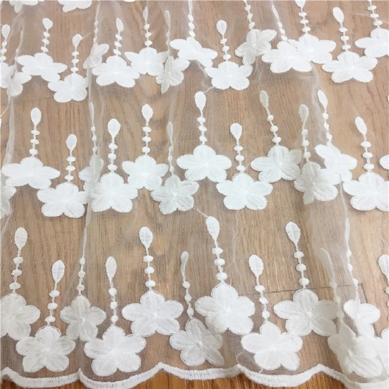 Новый чистый белый 2 ярд цветочный узор 3D вышитая кружевная ткань Африканская
