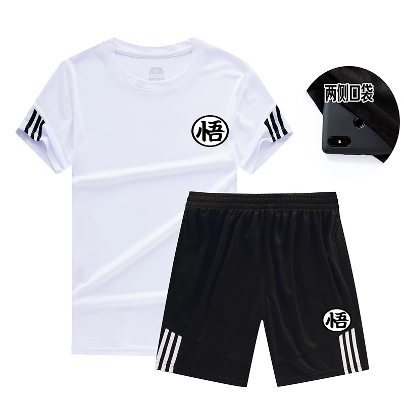 

Men's casual suit fashion 2-piece sportswear striped short-sleeved T-shirt shorts suit men's sportswear track suit summer sports