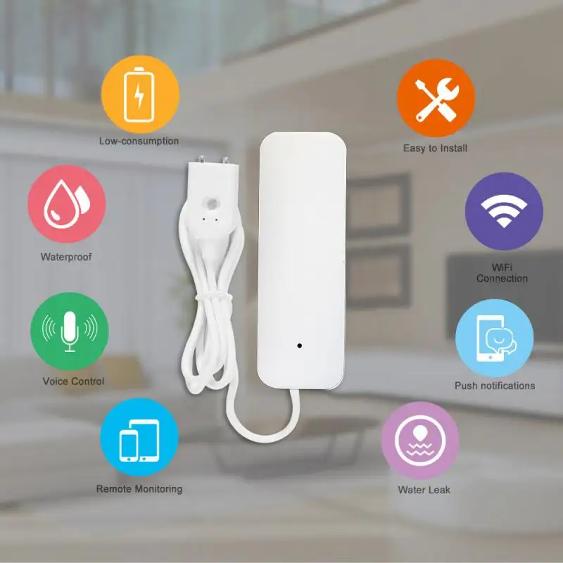 

Tuya wifi leak alarm water flood detector smart home alarm overflow and full water remote alarm Compatible With Smart Life app