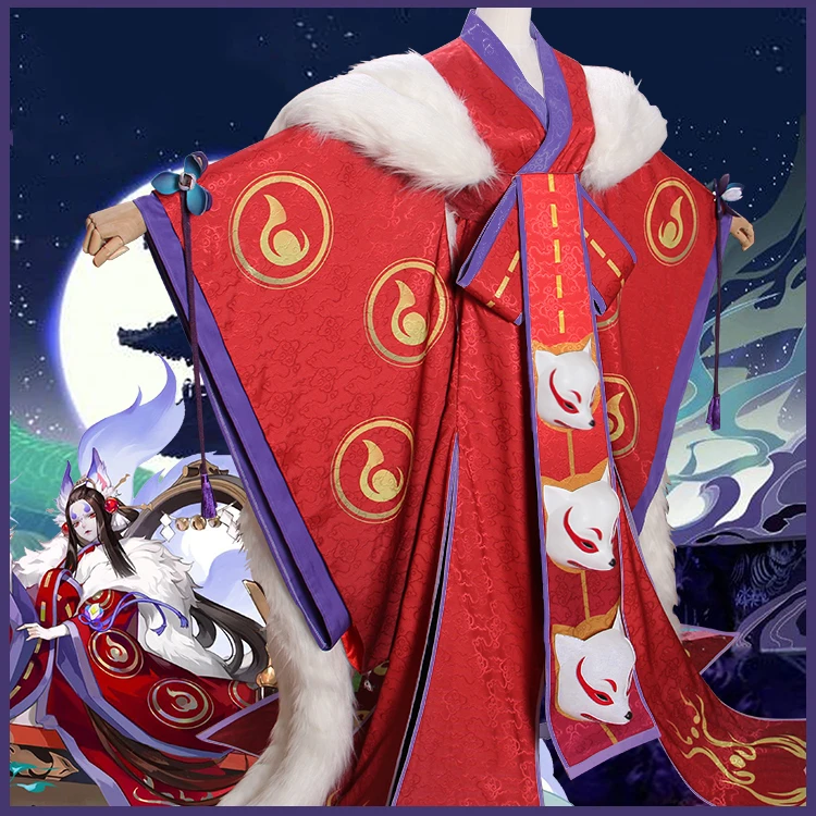 [Customized] Anime Onmyoji SP Tamamo no Mae Kimono Gorgeous Uniforms Full Set Cosplay Costume UnisexHalloween Free Shipping 2019
